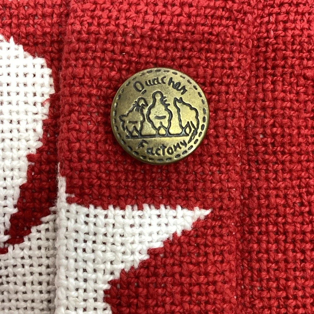 New Quacker Factory Red with White Stars Button Up Woven Jacket 2X Patriotic - Picture 13 of 13